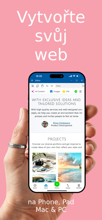 Aplikace Website Builder - vytvořte web pomocí aplikace na iOS a Android – zobrazení na telefonu