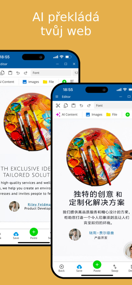 AI automaticky překládá váš web – mobilní zobrazení